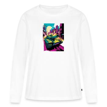 Panzer Pop Art Comic Style Leopard Panzer - Women's Premium Organic Long Sleeve Shirt - white - Front - Julia (174cm)