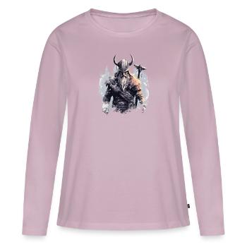 Viking Battle Cry Viking nordique - T-shirt manches longues Premium bio Femme - rose poudré - Devant - Julia (174cm)