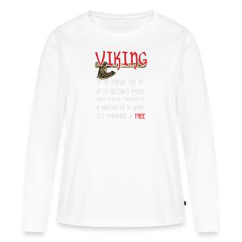 Viking Fan Cadeau Barbare Viking Guerrier - T-shirt manches longues Premium bio Femme - blanc - Devant - Julia (174cm)