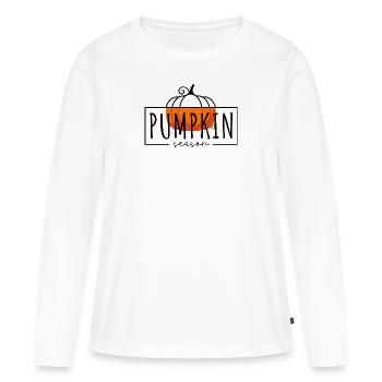 saison des citrouilles - T-shirt manches longues Premium bio Femme - blanc - Devant - Julia (174cm)