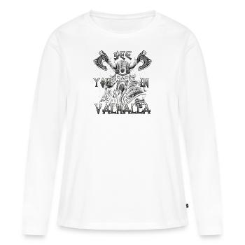 Cadeau de bravoure nordique pour les amoureux Viking - T-shirt manches longues Premium bio Femme - blanc - Devant - Julia (174cm)