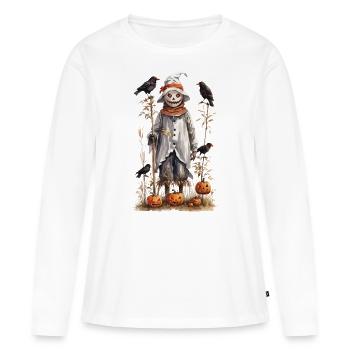 Épouvantail automnal Halloween esthétique - T-shirt manches longues Premium bio Femme - blanc - Devant - Julia (174cm)