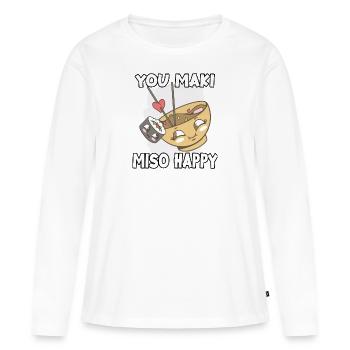 Cute japan sushi fan motif nigiri maki sushi - Women's Premium Organic Long Sleeve Shirt - white - Front - Julia (174cm)