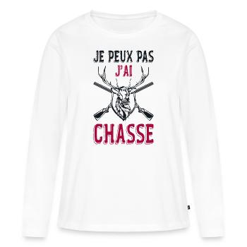 Ich kann nicht jagen, jagen, jagen - Frauen Premium Bio Langarmshirt - Weiß - Vorne - Julia (174cm)