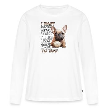 Frenchie Dog Lover Bouledogue français - T-shirt manches longues Premium bio Femme - blanc - Devant - Julia (174cm)