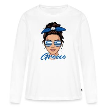 Greek Girl Woman Flag Greece - Women's Premium Organic Long Sleeve Shirt - white - Front - Julia (174cm)
