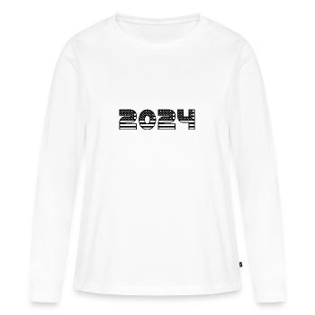 2024 Jahreszahl Datum Zahl Anno Kalenderjahr USA - Frauen Premium Bio Langarmshirt - Weiß - Vorne - Julia (174cm)