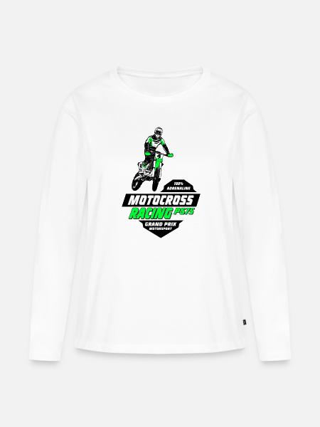 Moto Cross - Motocross - Supercross - Frauen Premium Bio Langarmshirt - Weiß