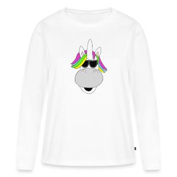 Cool Licorne - T-shirt manches longues Premium bio Femme - blanc - Devant - Julia (174cm)