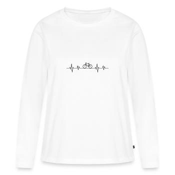 Heart Line Bicycle Bike Wheel Minimalist Design - Women's Premium Organic Long Sleeve Shirt - white - Front - Julia (174cm)
