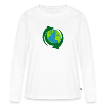 Recyclage - T-shirt manches longues Premium bio Femme - blanc - Devant - Julia (174cm)