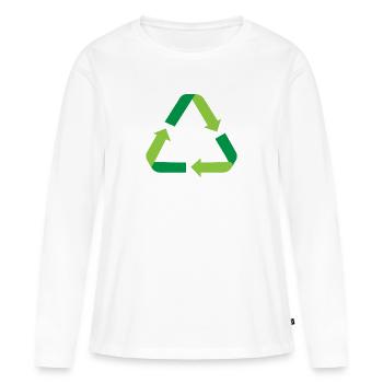 Recyclage - T-shirt manches longues Premium bio Femme - blanc - Devant - Julia (174cm)
