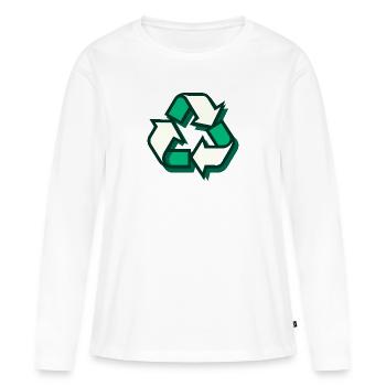 Recyclage - T-shirt manches longues Premium bio Femme - blanc - Devant - Julia (174cm)