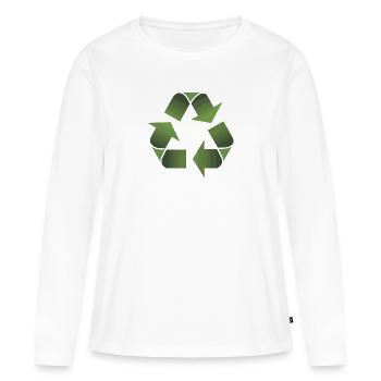 Recyclage - T-shirt manches longues Premium bio Femme - blanc - Devant - Julia (174cm)
