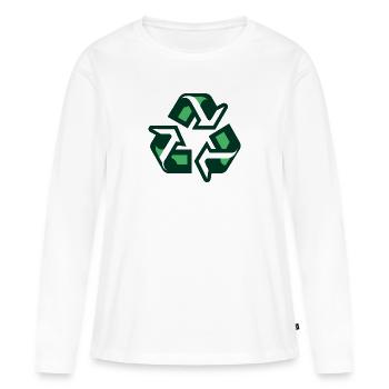 Recyclage - T-shirt manches longues Premium bio Femme - blanc - Devant - Julia (174cm)