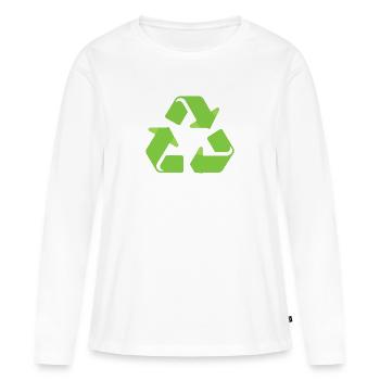 Recyclage - T-shirt manches longues Premium bio Femme - blanc - Devant - Julia (174cm)