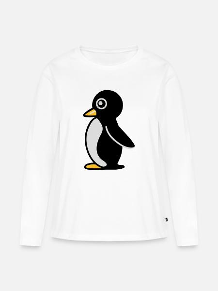 Minimalistischer Pinguin - Frauen Premium Bio Langarmshirt - Weiß