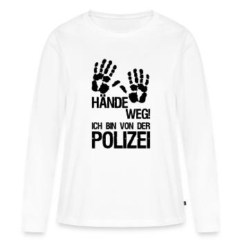 Hände weg Polizei Polizist Beruf Geschenk Spruch - Frauen Premium Bio Langarmshirt - Weiß - Vorne - Julia (174cm)