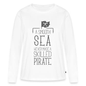 Une mer lisse n'a jamais connu - - T-shirt manches longues Premium bio Femme - blanc - Devant - Julia (174cm)