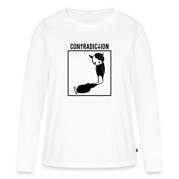 Contradiction Graphique - T-shirt manches longues Premium bio Femme - blanc - Devant - Julia (174cm)