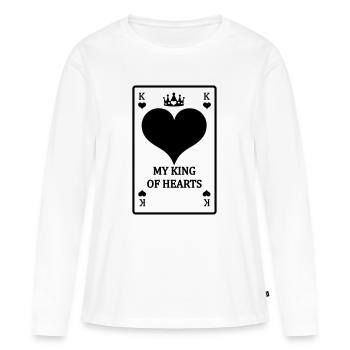 Carte à jouer Mes cœurs roi avec texte - T-shirt manches longues Premium bio Femme - blanc - Devant - Julia (174cm)