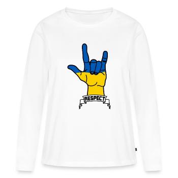 Respect de l’ukraine - T-shirt manches longues Premium bio Femme - blanc - Devant - Julia (174cm)
