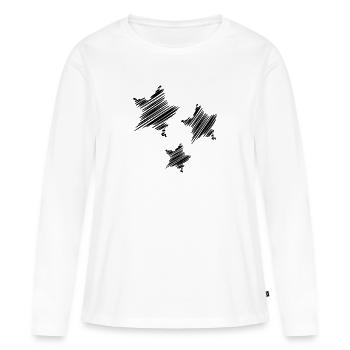 STERN. STERNE. STERN. STERNE. FEST. JAHRESTAG - Frauen Premium Bio Langarmshirt - Weiß - Vorne - Julia (174cm)