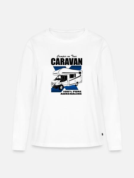 Wohnmobil - Caravan - Camping - Camper - Frauen Premium Bio Langarmshirt - Weiß