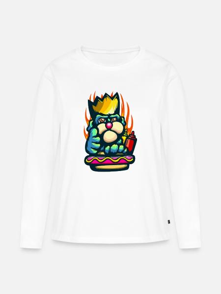 Hot-Dog-König - Frauen Premium Bio Langarmshirt - Weiß