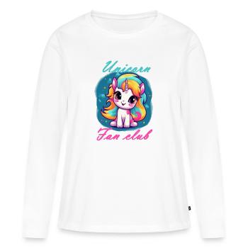 Fan club licorne - T-shirt manches longues Premium bio Femme - blanc - Devant - Julia (174cm)