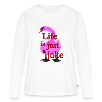 Imprimé cygne humoristique - T-shirt manches longues Premium bio Femme - blanc - Devant - Julia (174cm)