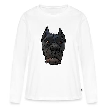 Cane Corso kupiert Kopf im Comicstyle - Frauen Premium Bio Langarmshirt - Weiß - Vorne - Julia (174cm)