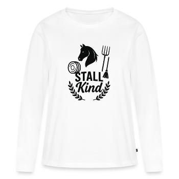 Enfant d’écurie amoureux des chevaux - T-shirt manches longues Premium bio Femme - blanc - Devant - Julia (174cm)