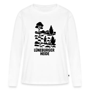 Lüneburger Heide Schäfer Heidschnucken Idylle - Frauen Premium Bio Langarmshirt - Weiß - Vorne - Julia (174cm)