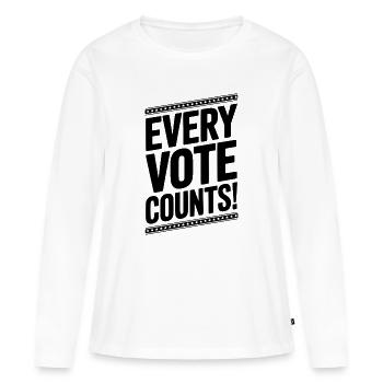 Chaque vote compte - T-shirt manches longues Premium bio Femme - blanc - Devant - Julia (174cm)