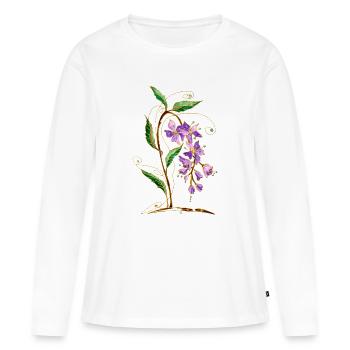 Blumen - Frauen Premium Bio Langarmshirt - Weiß - Vorne - Julia (174cm)