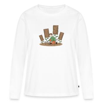 Portes en Croissance Jardinier - T-shirt manches longues Premium bio Femme - blanc - Devant - Julia (174cm)