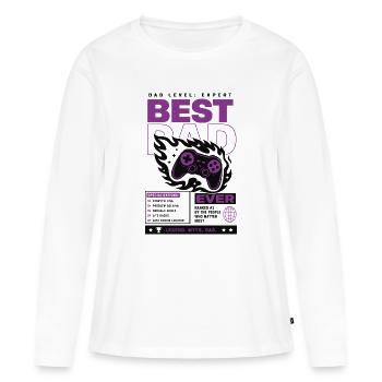 Manette de jeu du meilleur père de tous les temps - T-shirt manches longues Premium bio Femme - blanc - Devant - Julia (174cm)