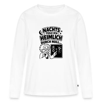 Nachts teile ich heimlich durch Null - Frauen Premium Bio Langarmshirt - Weiß - Vorne - Julia (174cm)