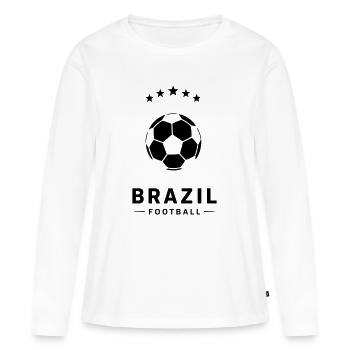 Design des brasilianischen Flaggenfußballs - Frauen Premium Bio Langarmshirt - Weiß - Vorne - Julia (174cm)