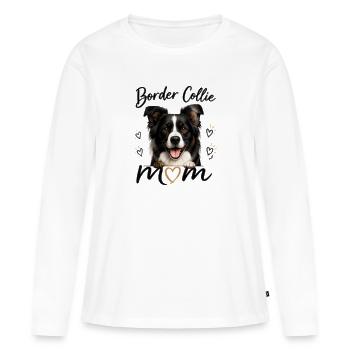 Maman Border Collie – Cadeau pour les amateurs de chiens - T-shirt manches longues Premium bio Femme - blanc - Devant - Julia (174cm)