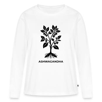 Silhouette de la plante ashwagandha - T-shirt manches longues Premium bio Femme - blanc - Devant - Julia (174cm)