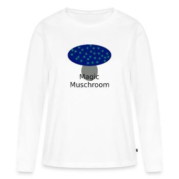 Magie des champignons bleu néon - T-shirt manches longues Premium bio Femme - blanc - Devant - Julia (174cm)