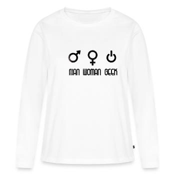 Homme Femme Geek Sexe Symboles Chemise - T-shirt manches longues Premium bio Femme - blanc - Devant - Julia (174cm)