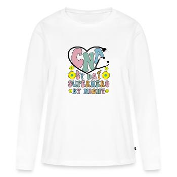 CNA Nursing Certified Nurse Assistant Life Gifts - Women's Premium Organic Long Sleeve Shirt - white - Front - Julia (174cm)
