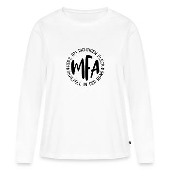 Arzthelferin Herz Am Richtigen Fleck MFA - Frauen Premium Bio Langarmshirt - Weiß - Vorne - Julia (174cm)