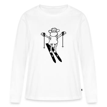 tirer conducteur - T-shirt manches longues Premium bio Femme - blanc - Devant - Julia (174cm)
