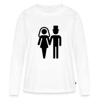 Mariée et marié / mariée Pair / Jeunes Mariés / - T-shirt manches longues Premium bio Femme - blanc - Devant - Julia (174cm)