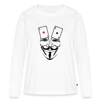 anonymous mask masque carte poker as1 - T-shirt manches longues Premium bio Femme - blanc - Devant - Julia (174cm)