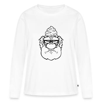 gesicht kopf scheisse kacke sauer boese veraergert - Frauen Premium Bio Langarmshirt - Weiß - Vorne - Julia (174cm)